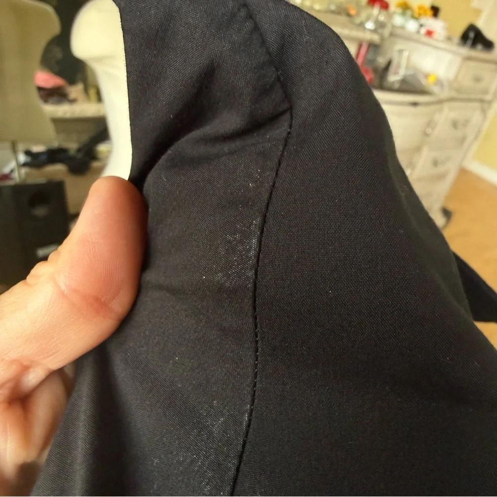 Lafayette 148 New York Black Tie Waist Button Shirt Women Size 8 Stretch - Picture 7 of 7